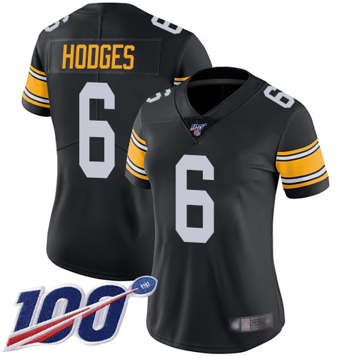 Women Pittsburgh Steelers Football 6 Limited Black Devlin Hodges Alternate 100th Season Vapor Untouchable Nike NFL Jersey